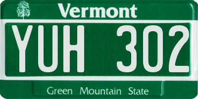 VT license plate YUH302