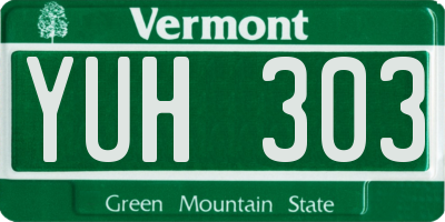VT license plate YUH303