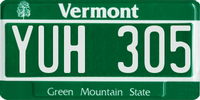VT license plate YUH305