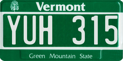 VT license plate YUH315