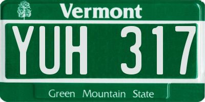 VT license plate YUH317