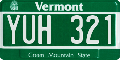 VT license plate YUH321