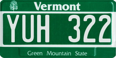 VT license plate YUH322