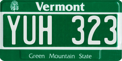 VT license plate YUH323
