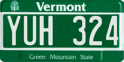 VT license plate YUH324