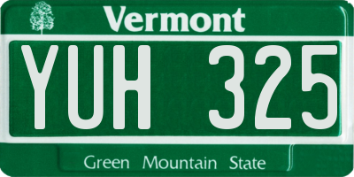 VT license plate YUH325