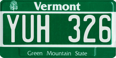 VT license plate YUH326