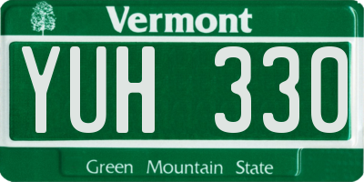 VT license plate YUH330