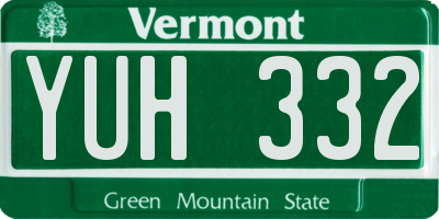 VT license plate YUH332