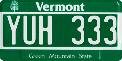 VT license plate YUH333