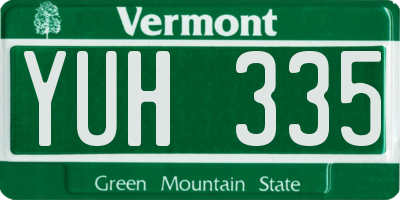 VT license plate YUH335