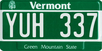 VT license plate YUH337