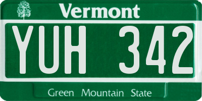 VT license plate YUH342