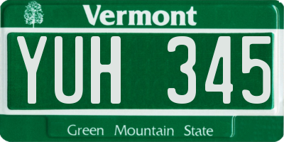VT license plate YUH345