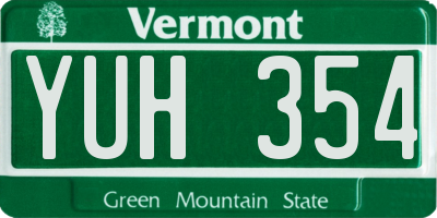 VT license plate YUH354