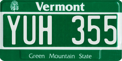 VT license plate YUH355
