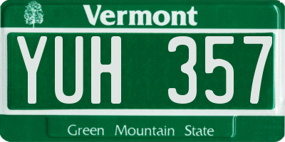 VT license plate YUH357