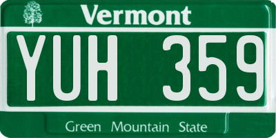 VT license plate YUH359