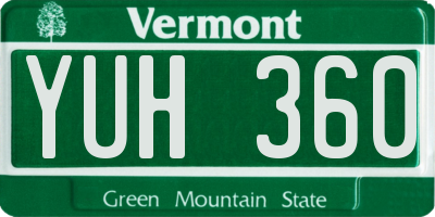 VT license plate YUH360