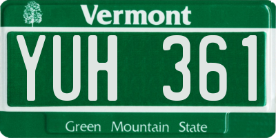 VT license plate YUH361