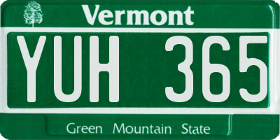 VT license plate YUH365