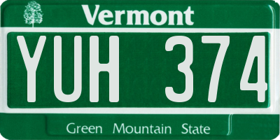 VT license plate YUH374