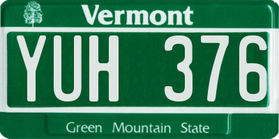 VT license plate YUH376
