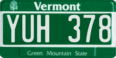 VT license plate YUH378
