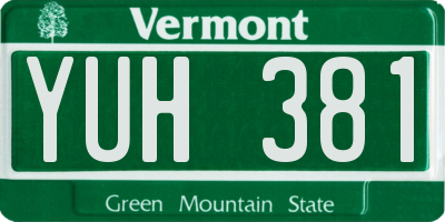VT license plate YUH381