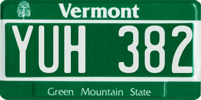 VT license plate YUH382