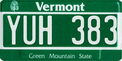 VT license plate YUH383
