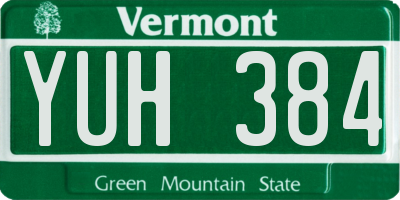 VT license plate YUH384