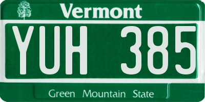 VT license plate YUH385