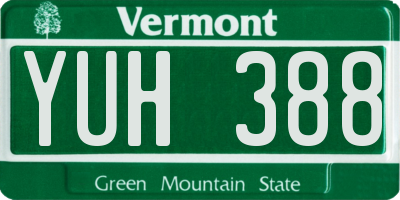 VT license plate YUH388