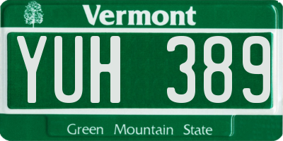VT license plate YUH389