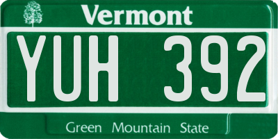 VT license plate YUH392
