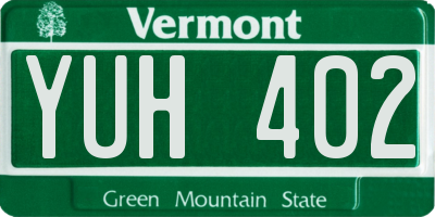 VT license plate YUH402