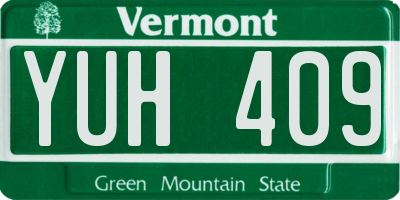 VT license plate YUH409