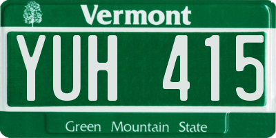 VT license plate YUH415
