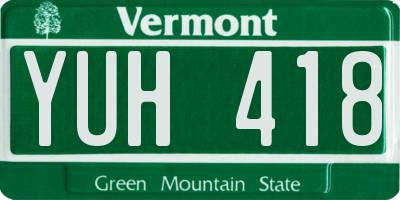 VT license plate YUH418