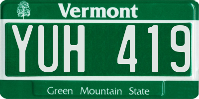 VT license plate YUH419
