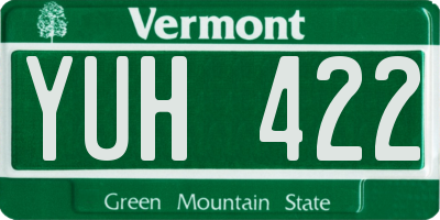 VT license plate YUH422
