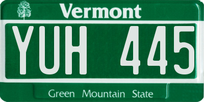VT license plate YUH445