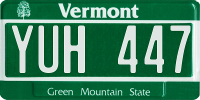 VT license plate YUH447