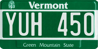 VT license plate YUH450