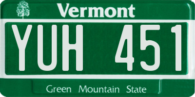 VT license plate YUH451
