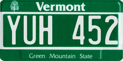 VT license plate YUH452