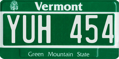 VT license plate YUH454