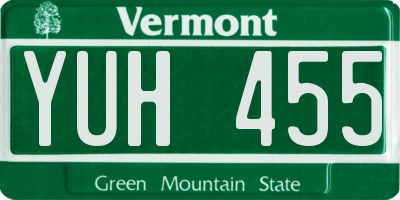 VT license plate YUH455