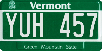 VT license plate YUH457